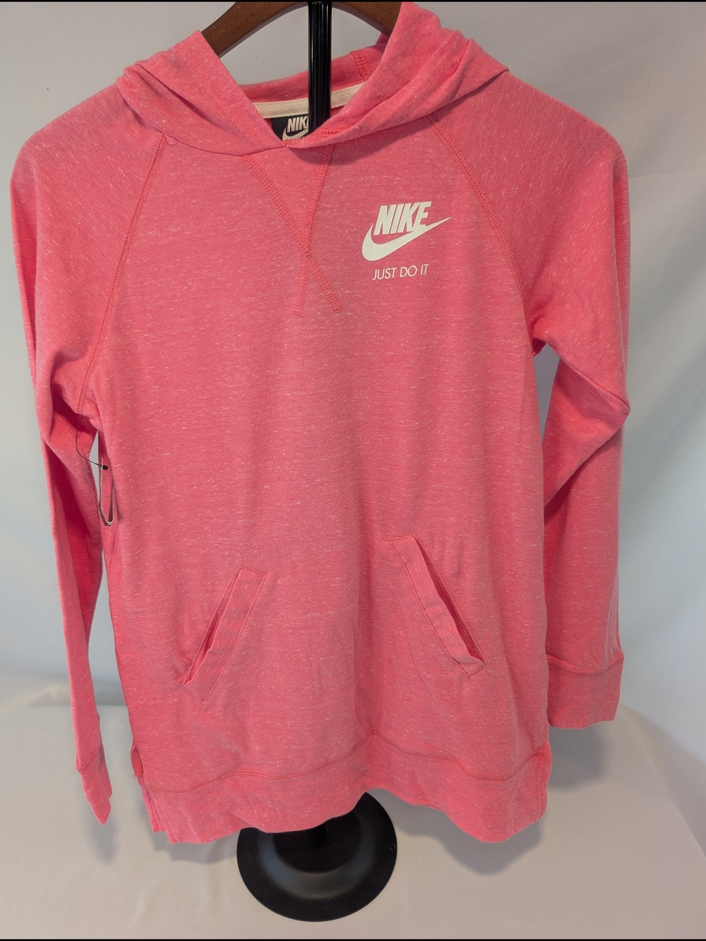 Nike Pink 'Just Do It' Hooded Long Sleeve Shirt Girl's Size Large